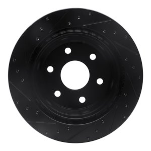 Cadillac Escalade Brake Rotor (1) - Rear Right - R1 Concepts - Drilled & Slotted - Black - `00-`14